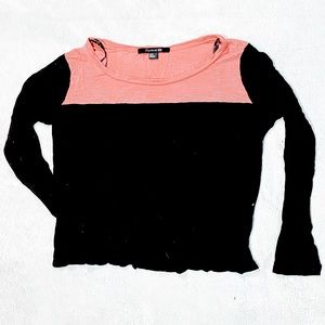 Forever 21 Black Color Blocked Long Sleeve Top